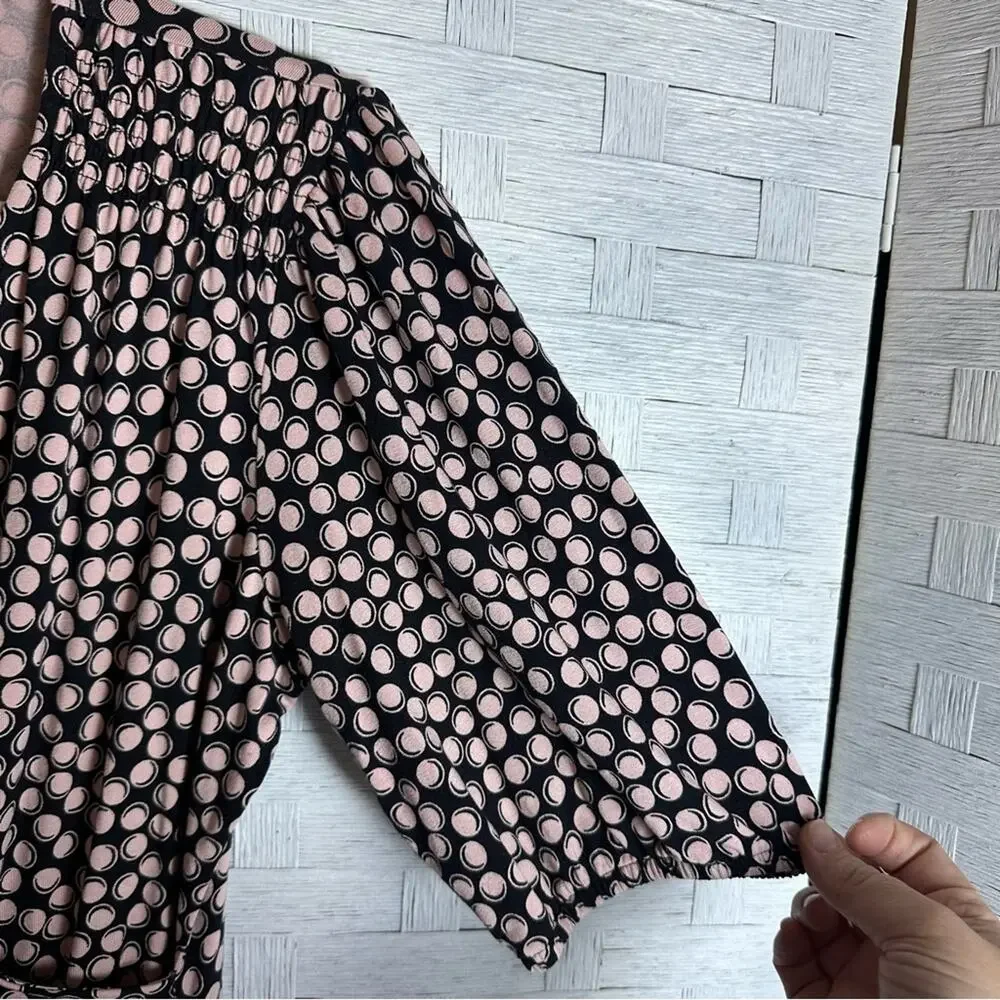 Boden 'Joanna' stretch faux wrap top ruching puff sleeve bubble‎ print soft